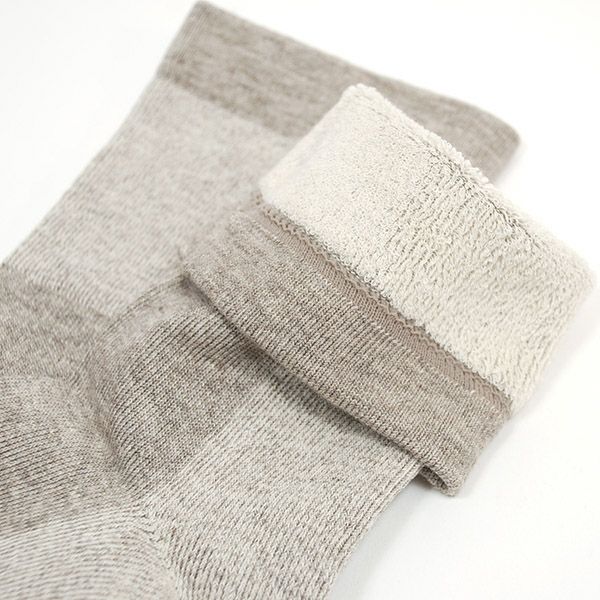 オーガニックコットン&ヤク 厚手おやすみソックス グレー 22-24