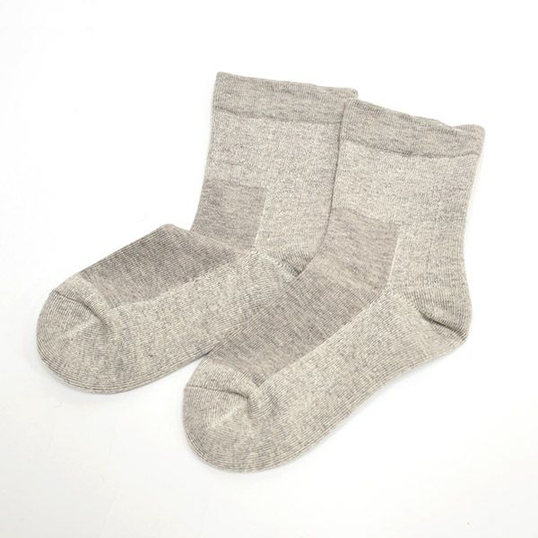 オーガニックコットン&ヤク 厚手おやすみソックス グレー 22-24