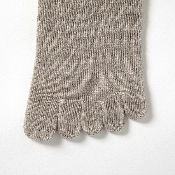 オーガニックコットン&ヤク 5本指ソックス グレー 22-24