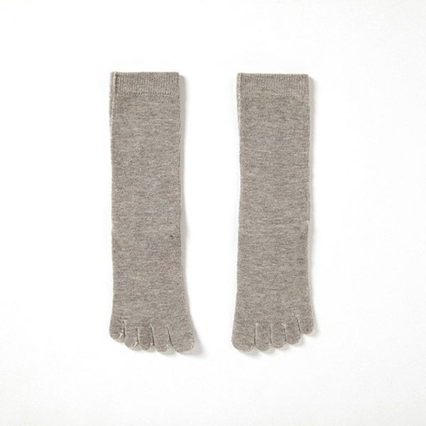 オーガニックコットン&ヤク 5本指ソックス グレー 22-24
