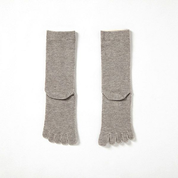 オーガニックコットン&ヤク 5本指ソックス グレー 22-24