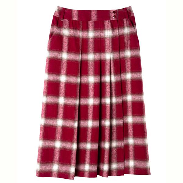 【SALE／30%OFF】オーガニックコットン 手織り起毛オンブレチェックタックスカート