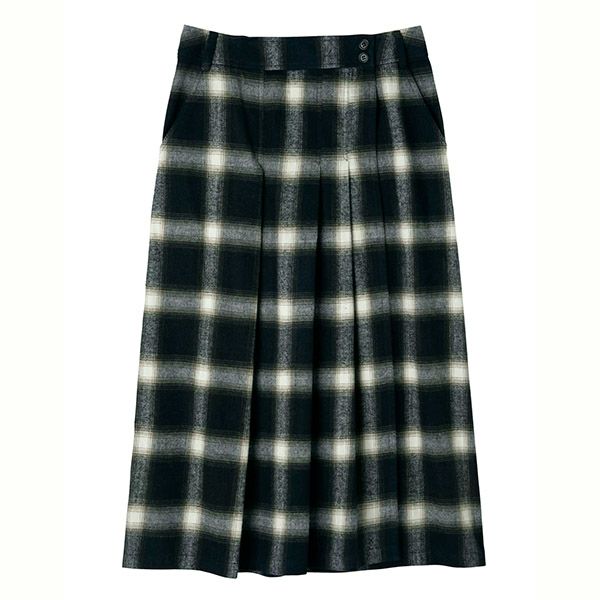 【SALE／30%OFF】オーガニックコットン 手織り起毛オンブレチェックタックスカート
