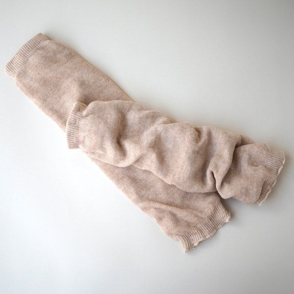 オーガニックコットン ラフィ2重編みロングレッグウォーマー 茶 54×15cm