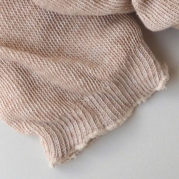 オーガニックコットン ラフィ2重編みロングレッグウォーマー 茶 54×15cm