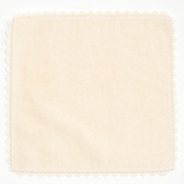 オーガニックコットン 縁取りレースタオルハンカチ