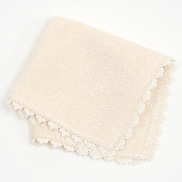 オーガニックコットン 縁取りレースタオルハンカチ