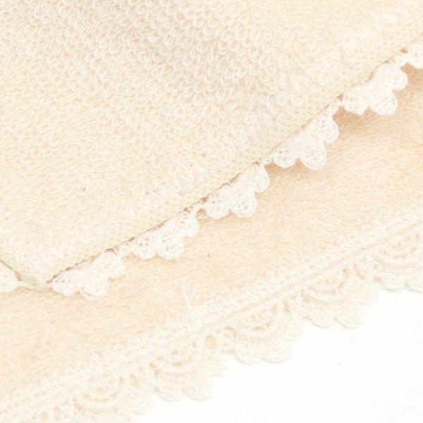 オーガニックコットン 縁取りレースタオルハンカチ