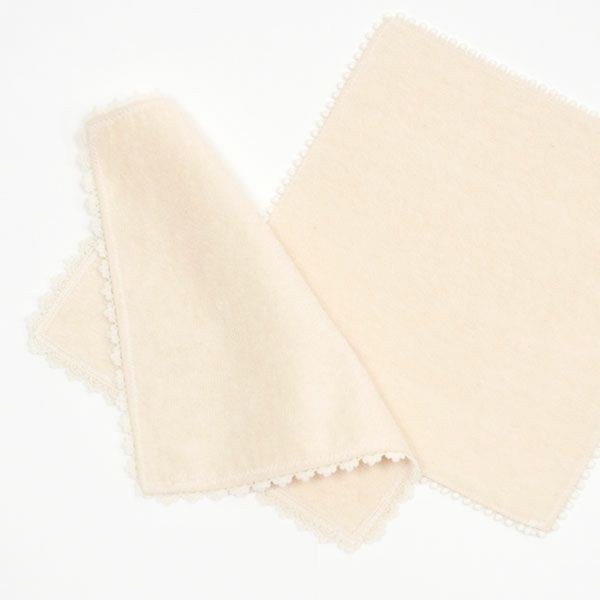 オーガニックコットン 縁取りレースタオルハンカチ