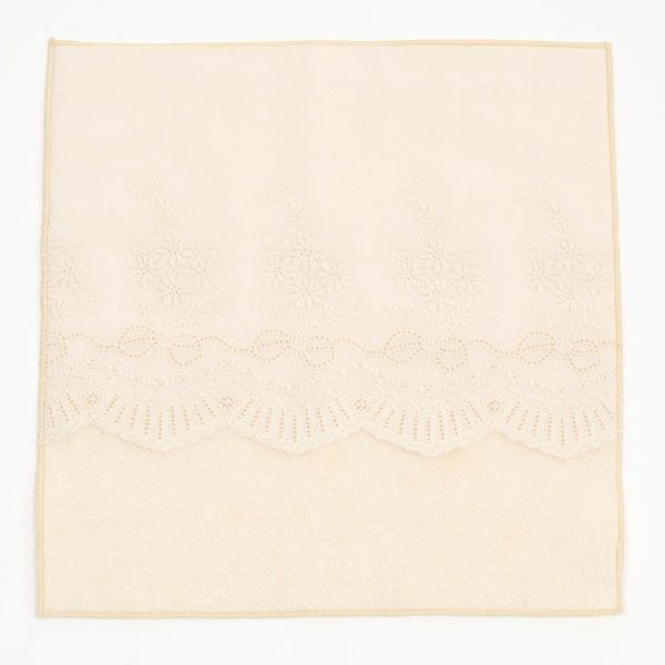 オーガニックコットン スカラレースポケット付きタオルハンカチ