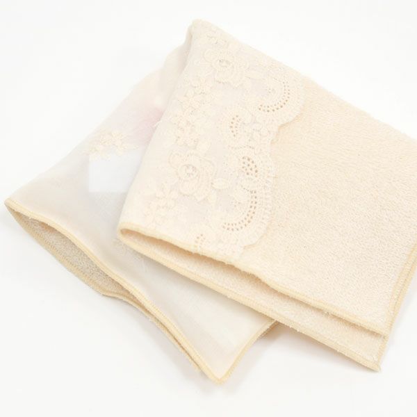 オーガニックコットン スカラレースポケット付きタオルハンカチ