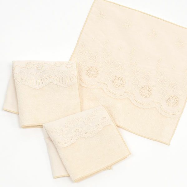 オーガニックコットン スカラレースポケット付きタオルハンカチ