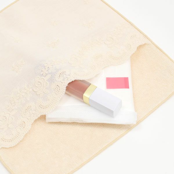 オーガニックコットン スカラレースポケット付きタオルハンカチ