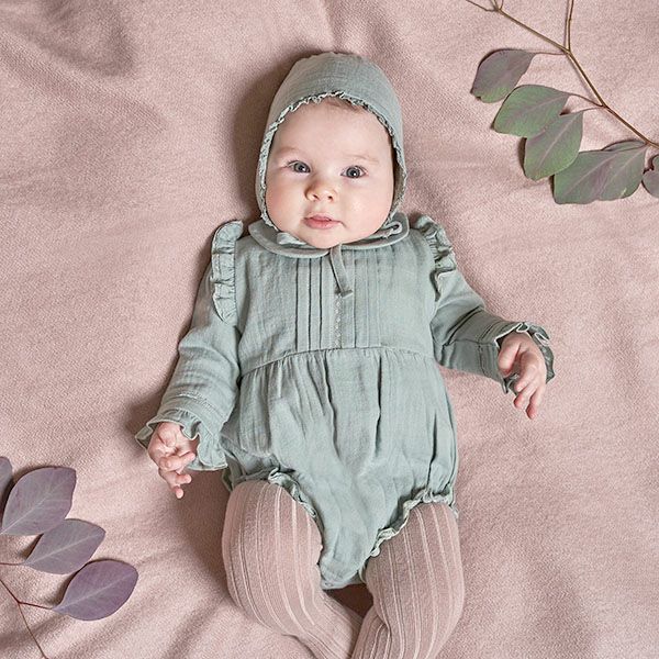 【SALE／30%OFF】オーガニックコットン ベビー えり付きロンパース Love(長袖)