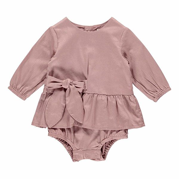 【SALE／30%OFF】オーガニックコットン ベビー サテンロンパースドレス HAZEL(長袖)