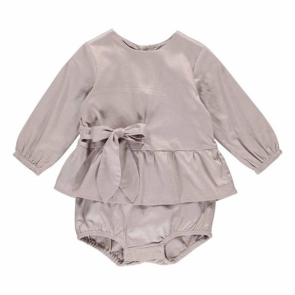 【SALE／30%OFF】オーガニックコットン ベビー サテンロンパースドレス HAZEL(長袖)