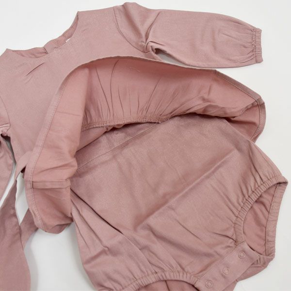 【SALE／30%OFF】オーガニックコットン ベビー サテンロンパースドレス HAZEL(長袖)