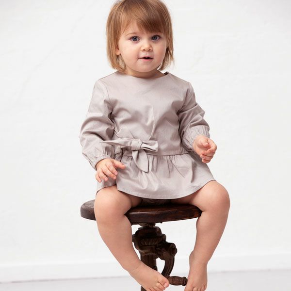 【SALE／30%OFF】オーガニックコットン ベビー サテンロンパースドレス HAZEL(長袖)