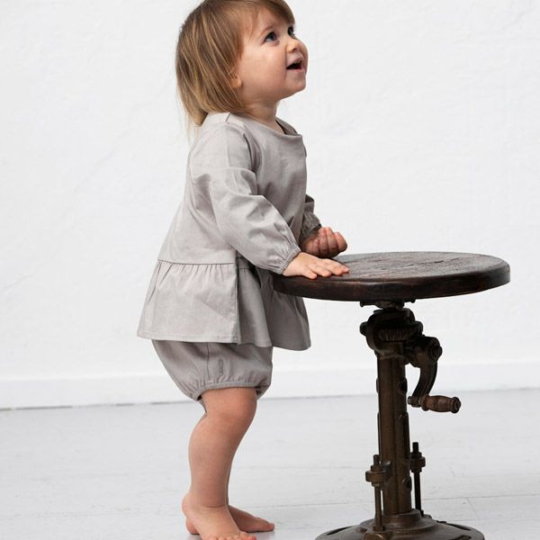 【SALE／30%OFF】オーガニックコットン ベビー サテンロンパースドレス HAZEL(長袖)