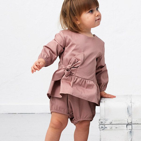 【SALE／30%OFF】オーガニックコットン ベビー サテンロンパースドレス HAZEL(長袖)