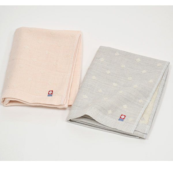 オーガニックコットン ガーゼ彩土染めドットフェイスタオル