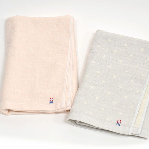 オーガニックコットン ガーゼ彩土染めドットバスタオル