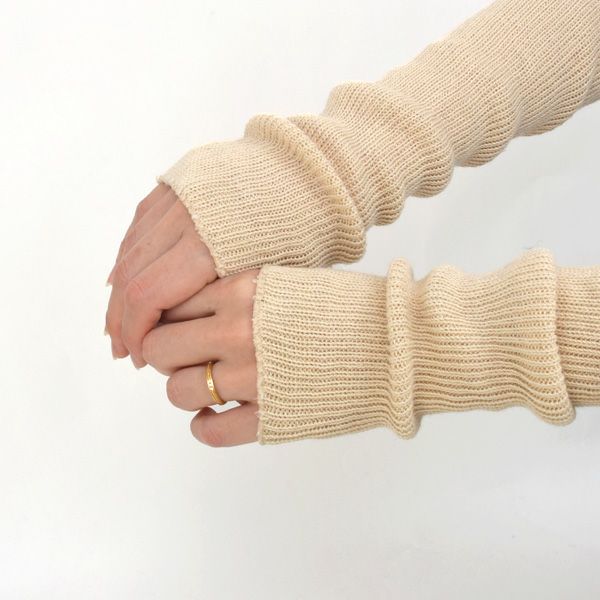 オーガニックコットン ヤク＆スーピマリブウォーマー  ホワイトヤク 32cm