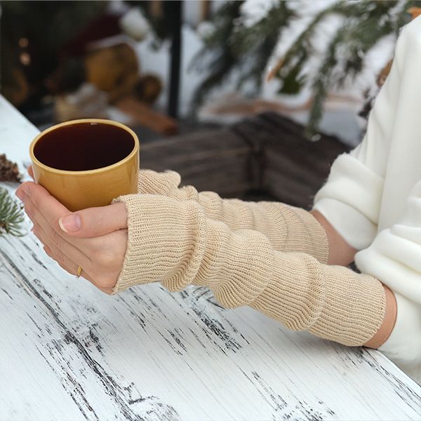 オーガニックコットン ヤク＆スーピマリブウォーマー  ホワイトヤク 32cm