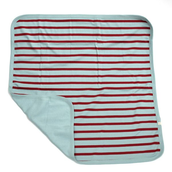 【SALE／40%OFF】 オーガニックコットン ベビーブランケット BretonStripe BlueSurf×Red 72×72
