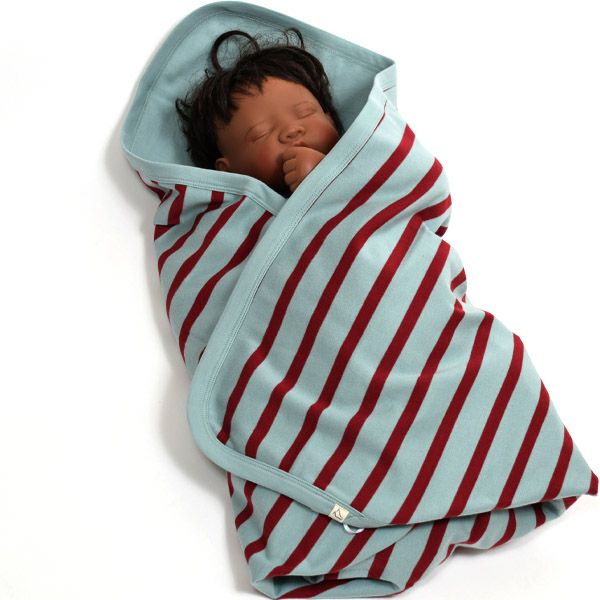 【SALE／40%OFF】 オーガニックコットン ベビーブランケット BretonStripe BlueSurf×Red 72×72