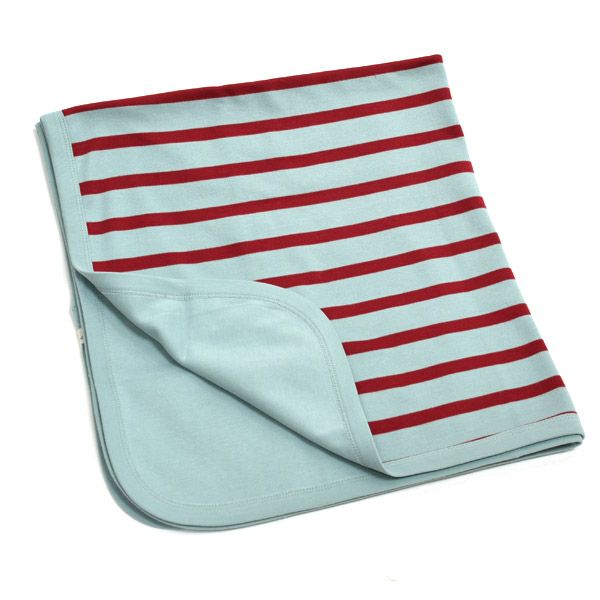 【SALE／40%OFF】 オーガニックコットン ベビーブランケット BretonStripe BlueSurf×Red 72×72