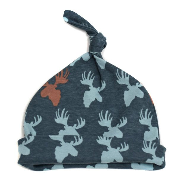 【SALE／40%OFF】オーガニックコットン ベビー結び帽 Moose Teal