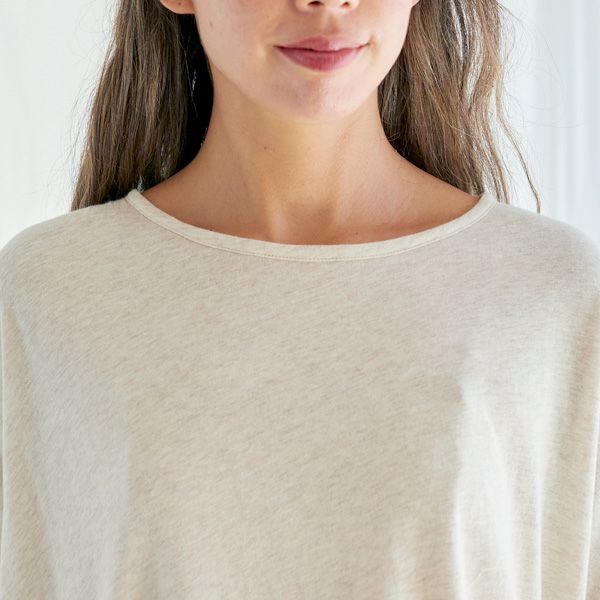 オーガニックコットン ファインニットワイドトップス ライトグレー M