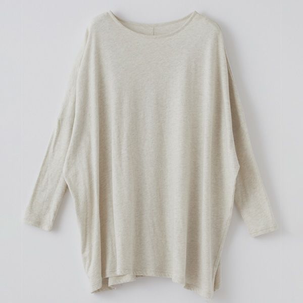 オーガニックコットン ファインニットワイドトップス ライトグレー M