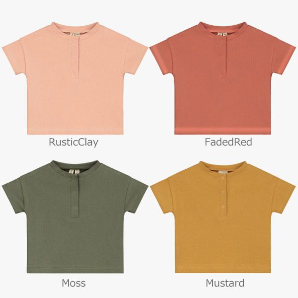 オーガニックコットン ベビー ヘンリーネックTシャツ(半袖)