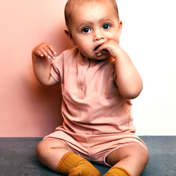 オーガニックコットン ベビー ヘンリーネックTシャツ(半袖)