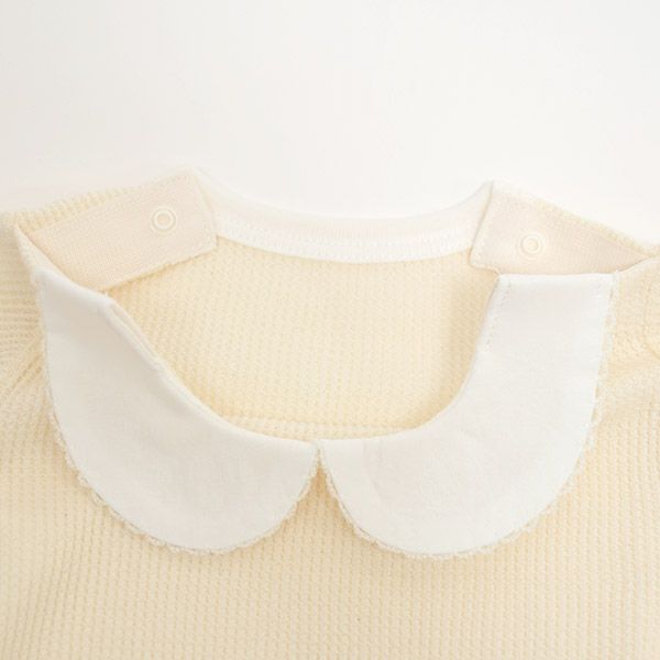 オーガニックコットン ベビー ワッフルえり付きグレコ ナチュラル 70-80