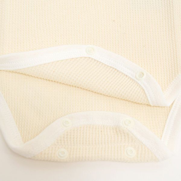 オーガニックコットン ベビー ワッフルえり付きグレコ ナチュラル 70-80