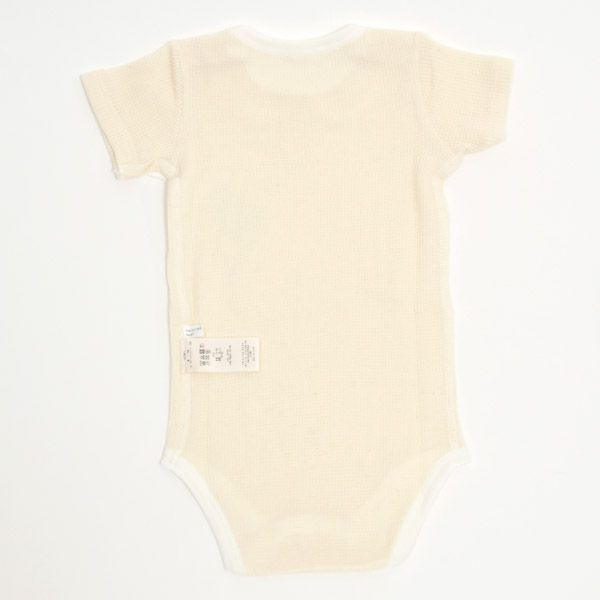 オーガニックコットン ベビー ワッフルえり付きグレコ ナチュラル 70-80