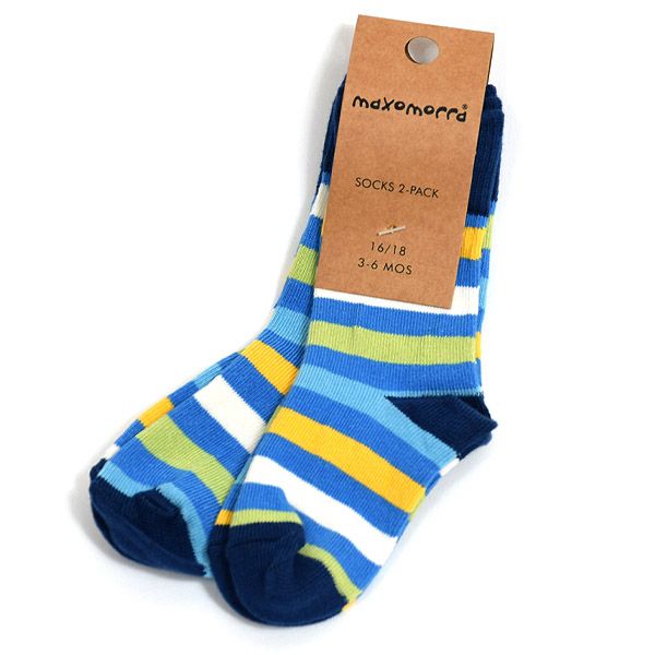 【SALE／40%OFF】オーガニックコットン ベビーソックス ストライプ2足セット