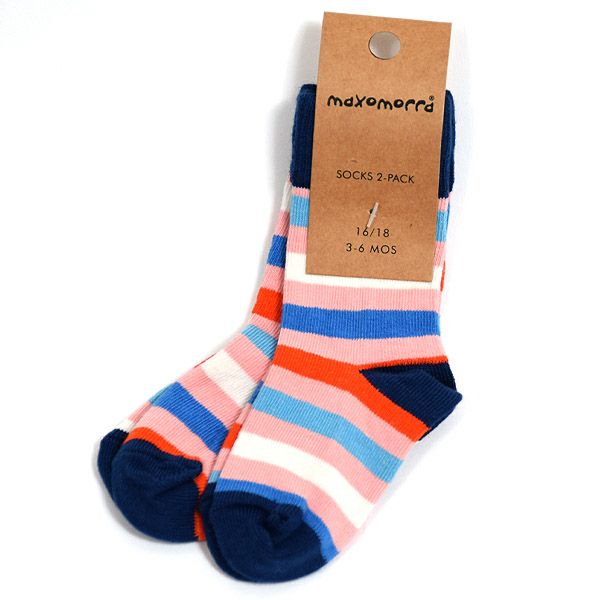 【SALE／40%OFF】オーガニックコットン ベビーソックス ストライプ2足セット