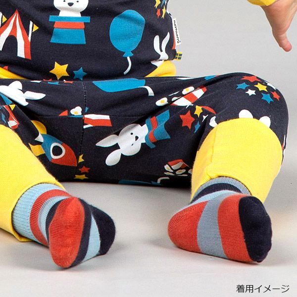 【SALE／40%OFF】オーガニックコットン ベビーソックス ストライプ2足セット