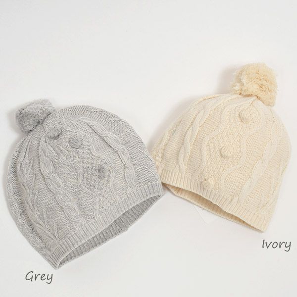 オーガニックコットン ベビーアラン柄ニット帽子