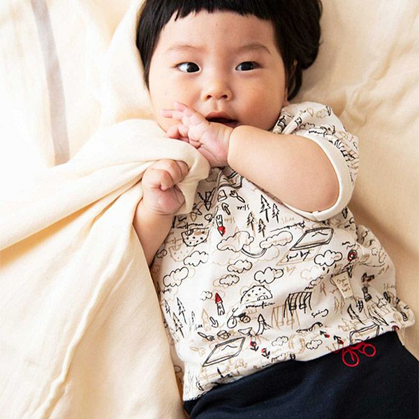 オーガニックコットン ベビーたのしい公園柄Tシャツ