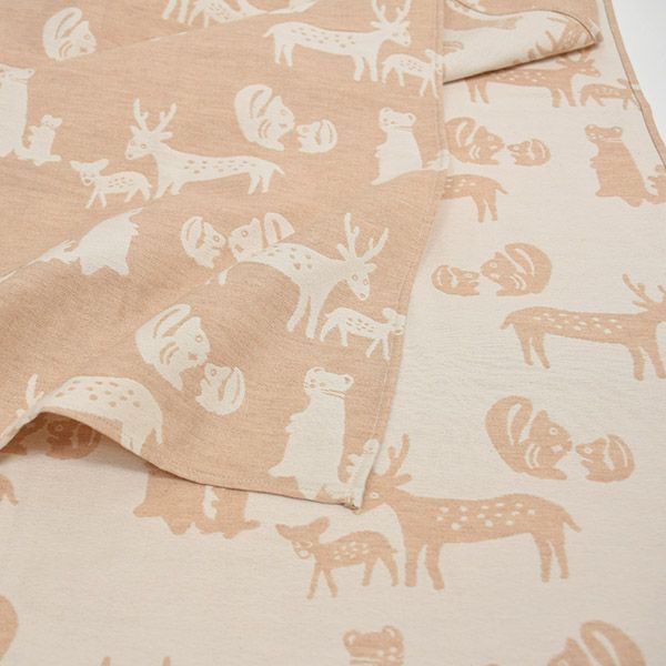 オーガニックコットン おはおりたおる 富士山のどうぶつのおやこ 73×145