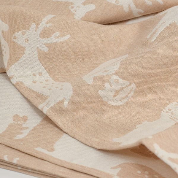 オーガニックコットン おはおりたおる 富士山のどうぶつのおやこ 73×145