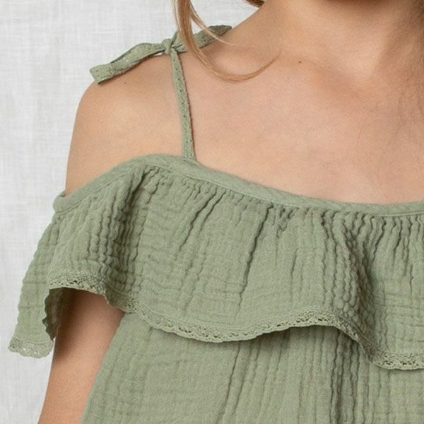 オーガニックコットン ベビーオフショルダードレス Birgita