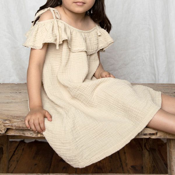 オーガニックコットン ベビーオフショルダードレス Birgita