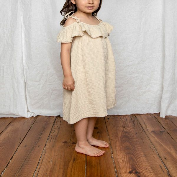 オーガニックコットン ベビーオフショルダードレス Birgita