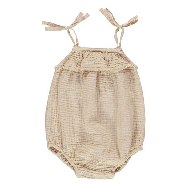 オーガニックコットン ベビーフリルレースロンパース Amina